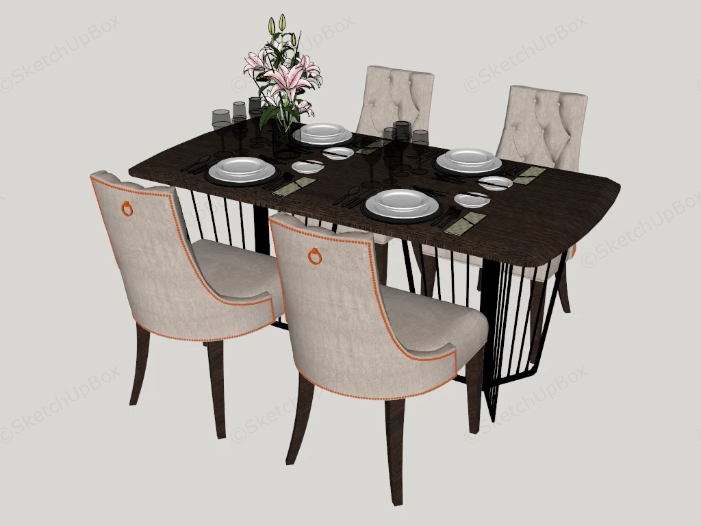 5 Piece Dining Table Set sketchup model preview - SketchupBox