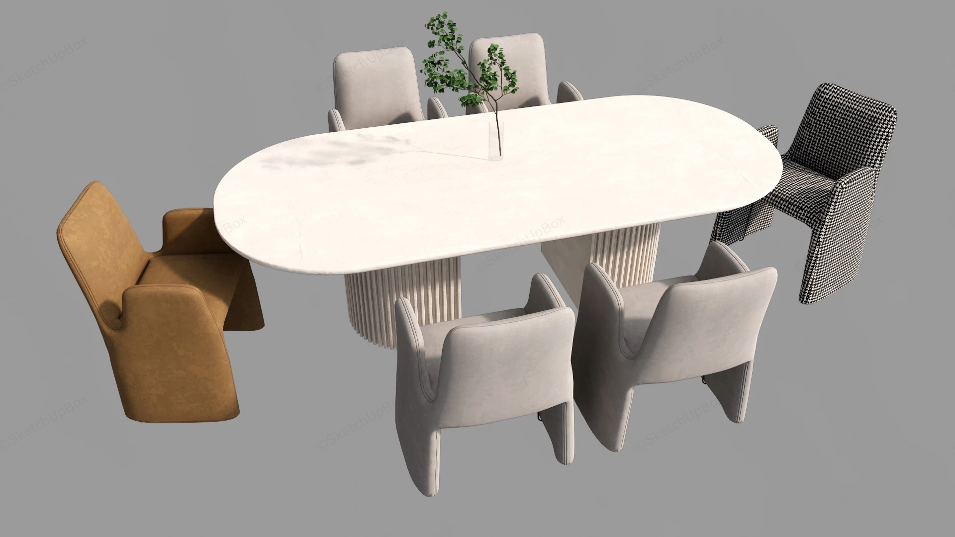 Elegant Modern Dining Table Set sketchup model preview - SketchupBox