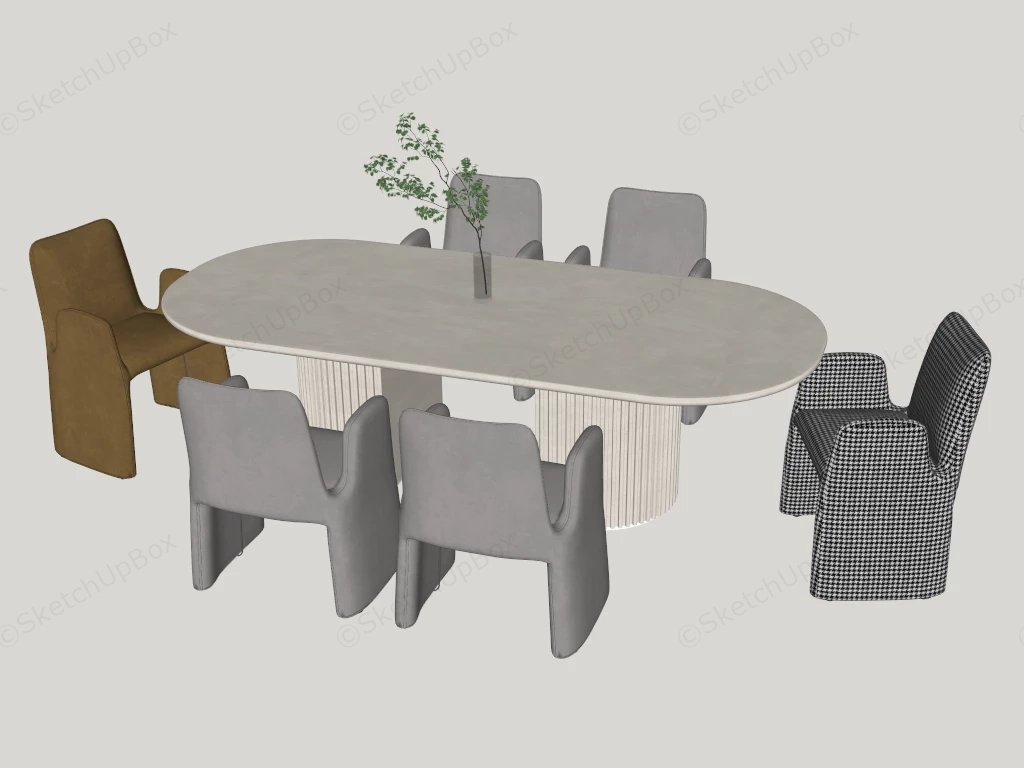 Elegant Modern Dining Table Set sketchup model preview - SketchupBox