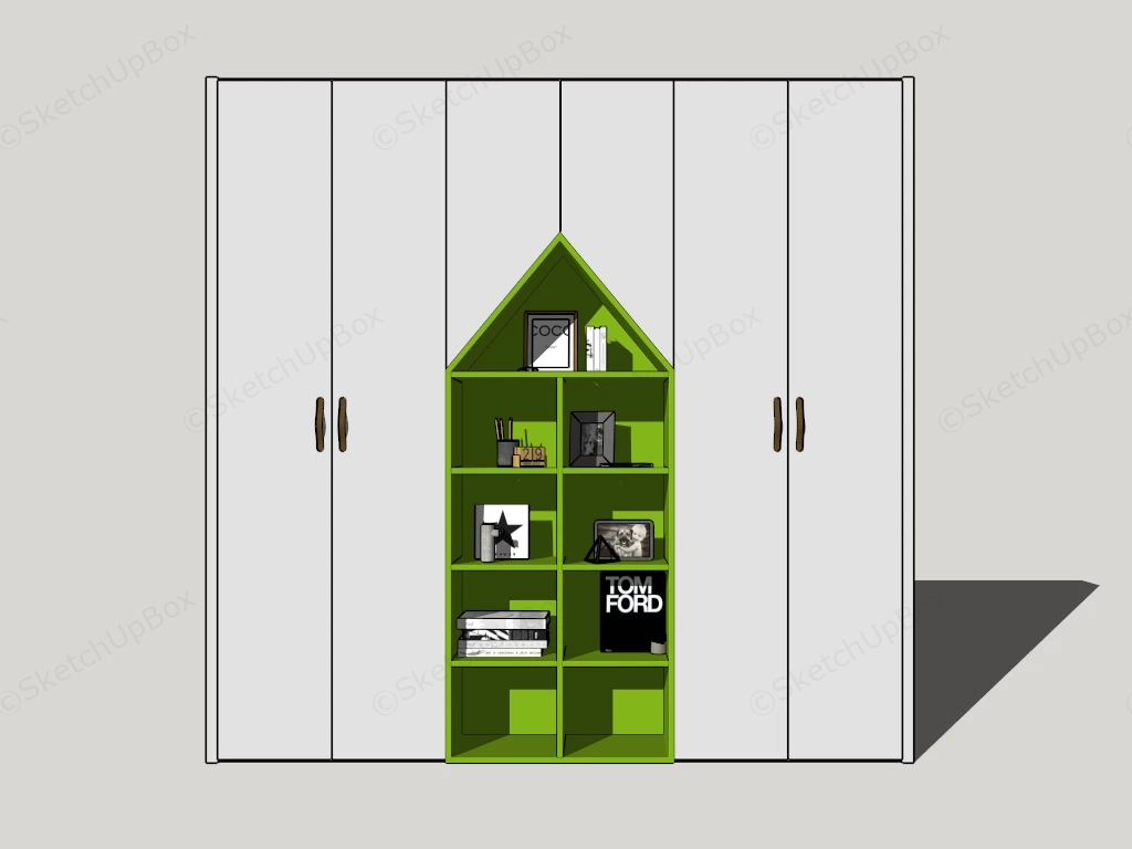 White Green Kids Wardrobe sketchup model preview - SketchupBox