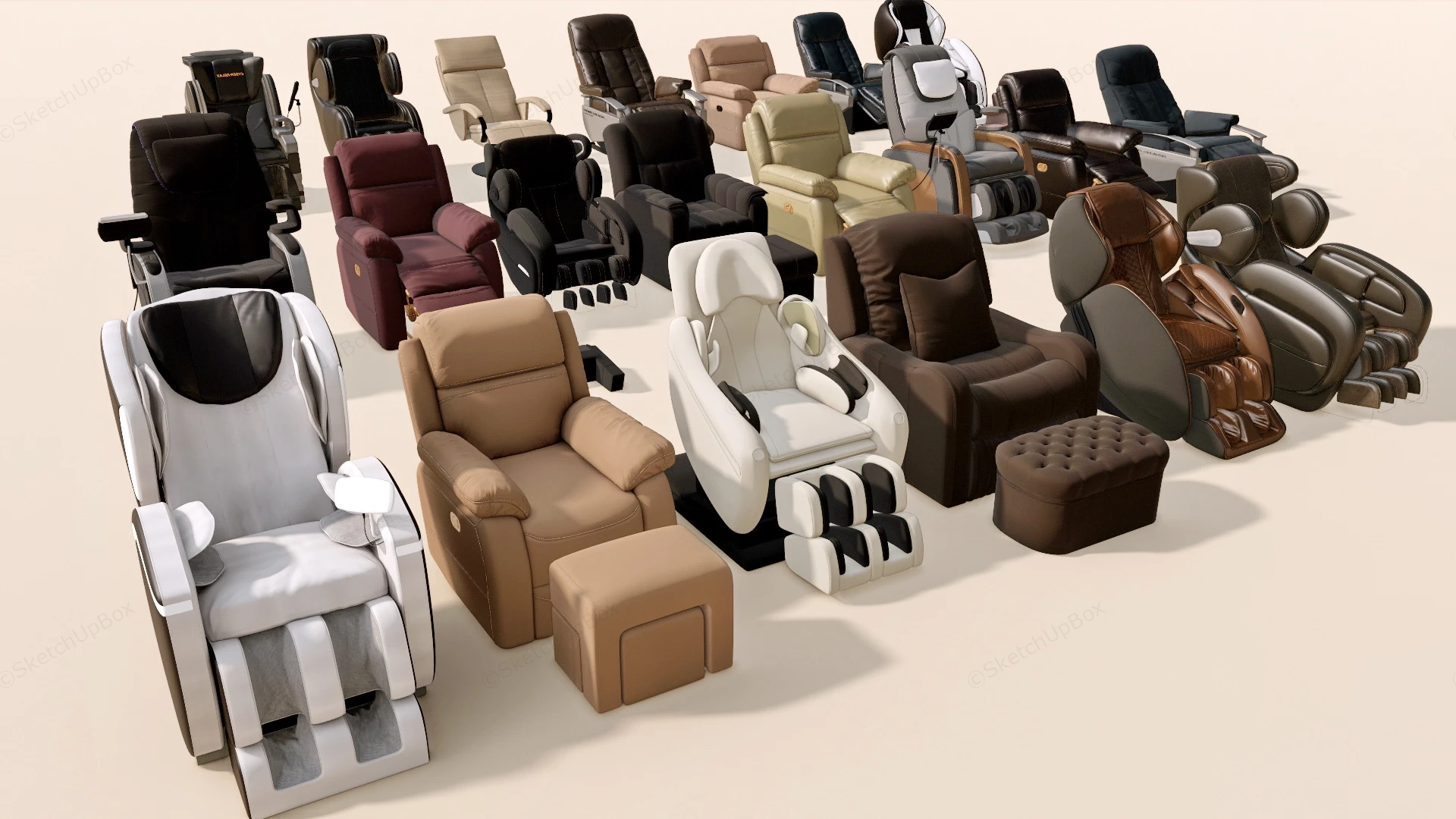 Massage Chair Collection sketchup model preview - SketchupBox