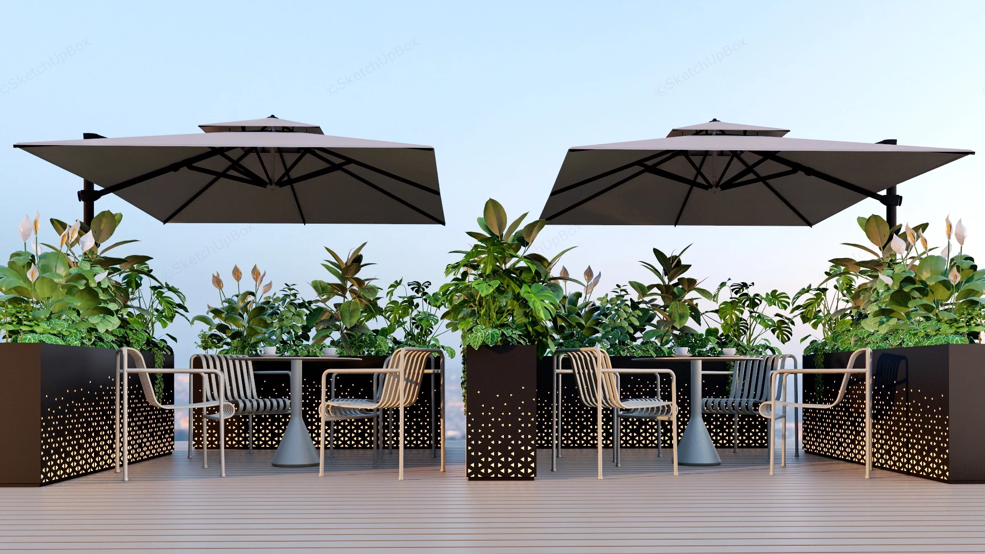 Outdoor Cafe Furniture With Umbrella sketchup model preview - SketchupBox