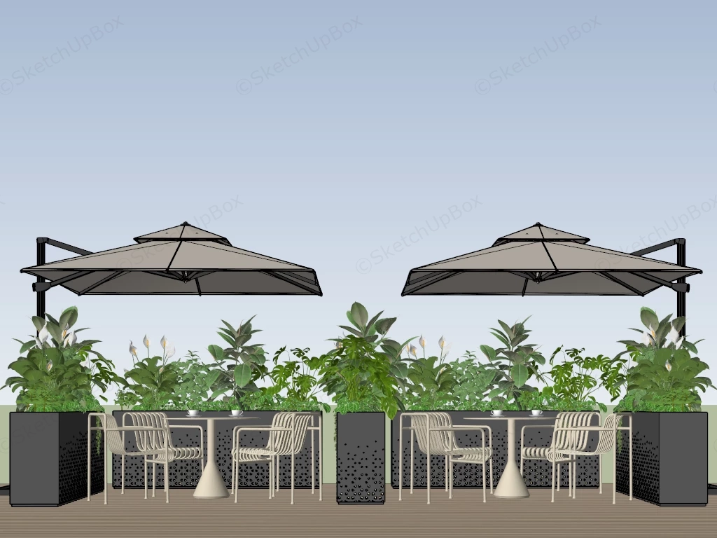 Outdoor Cafe Furniture With Umbrella sketchup model preview - SketchupBox