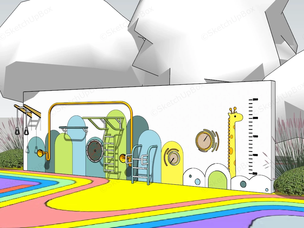 Outdoor Playground Gym Wall sketchup model preview - SketchupBox
