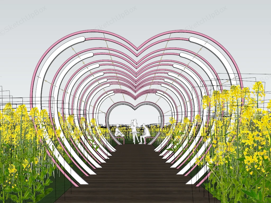 Romantic Heart Shaped Walkway sketchup model preview - SketchupBox