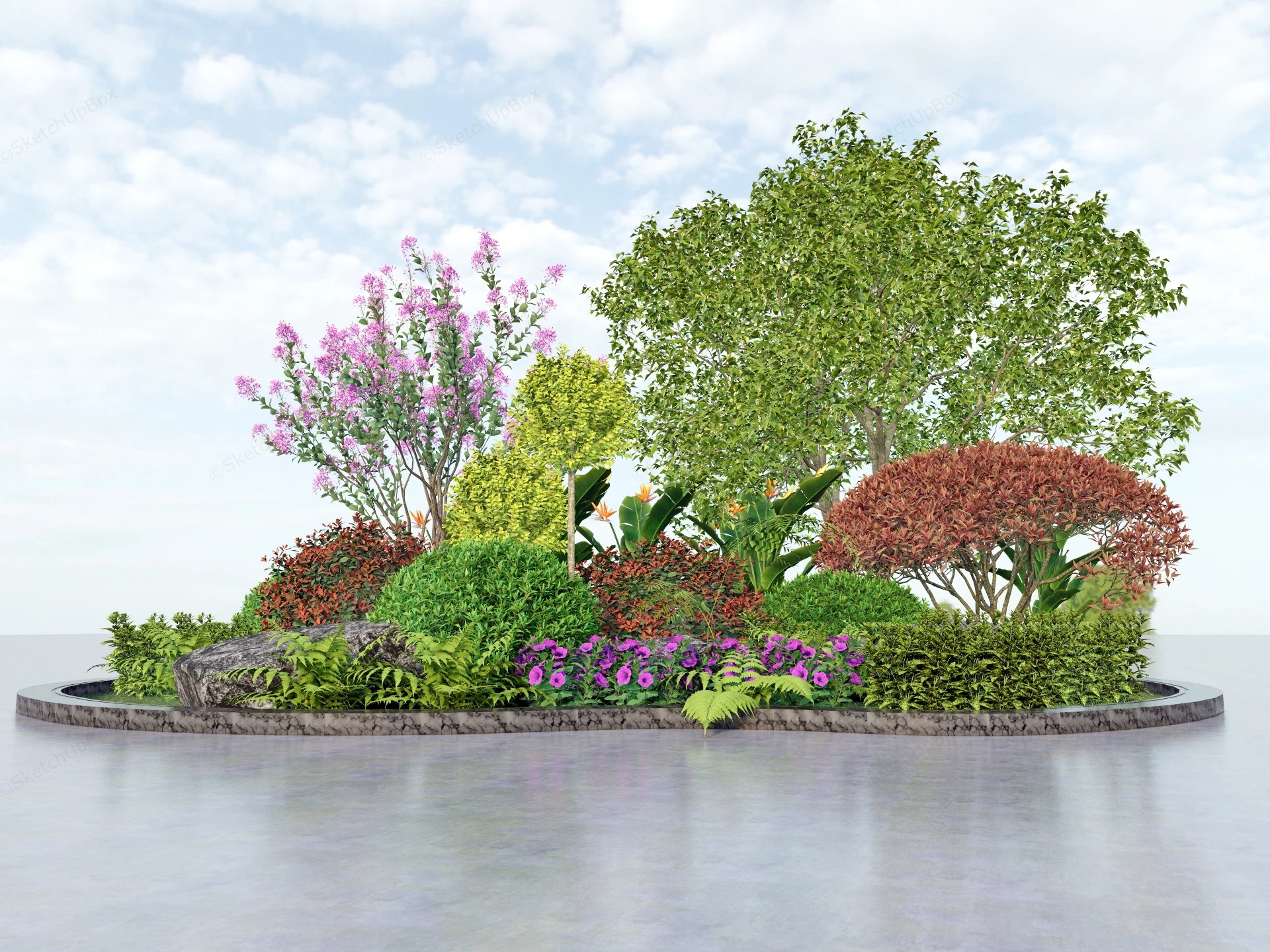 Curved Border Garden Bed sketchup model preview - SketchupBox