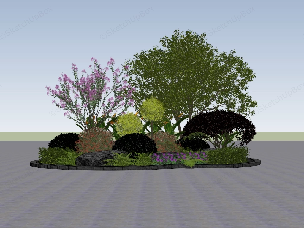 Curved Border Garden Bed sketchup model preview - SketchupBox