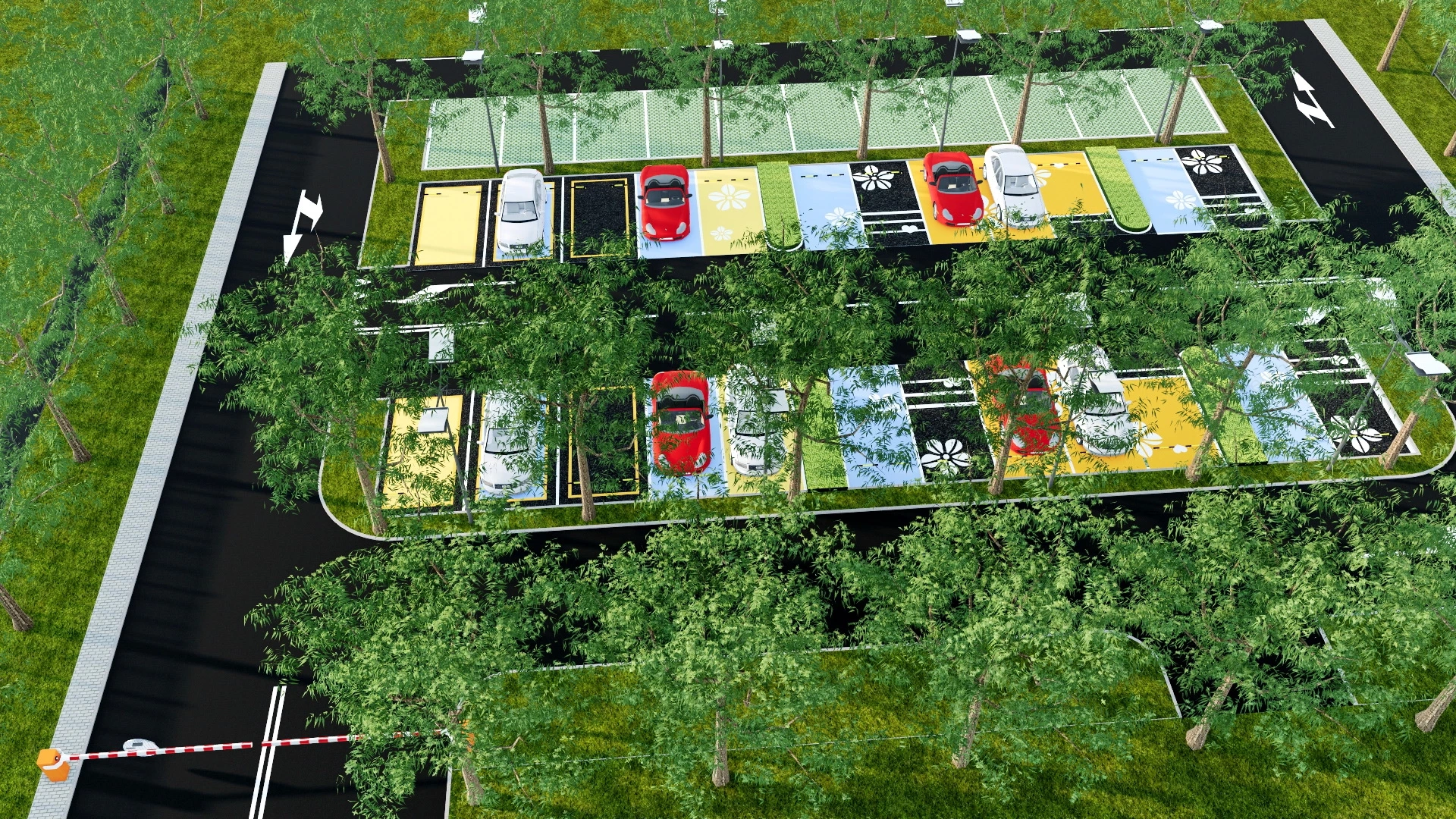 Outdoor Parking Lot Design sketchup model preview - SketchupBox