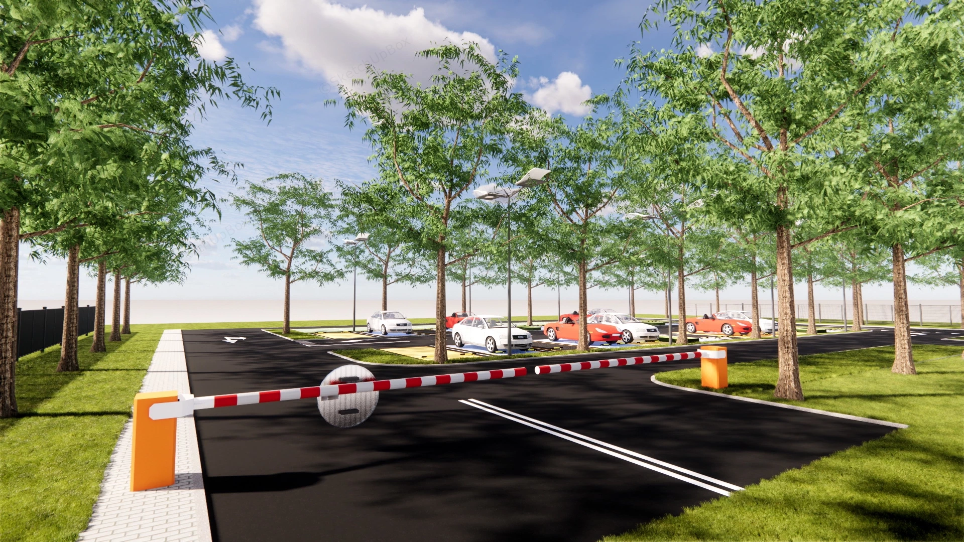 Outdoor Parking Lot Design sketchup model preview - SketchupBox