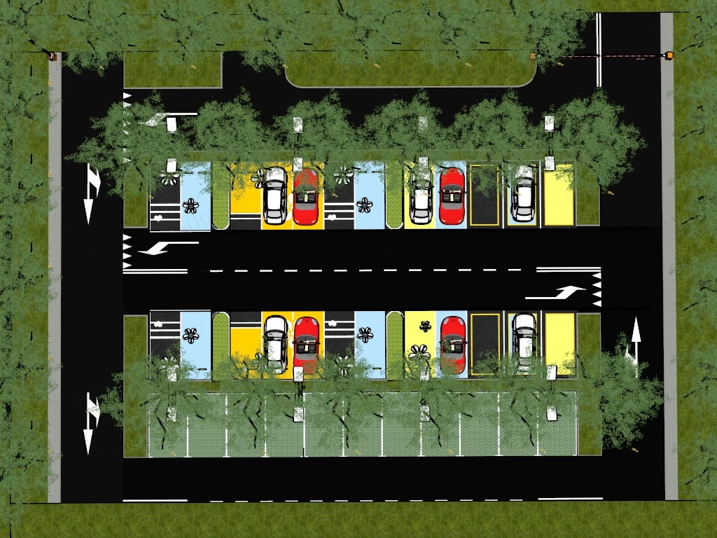 Outdoor Parking Lot Design sketchup model preview - SketchupBox