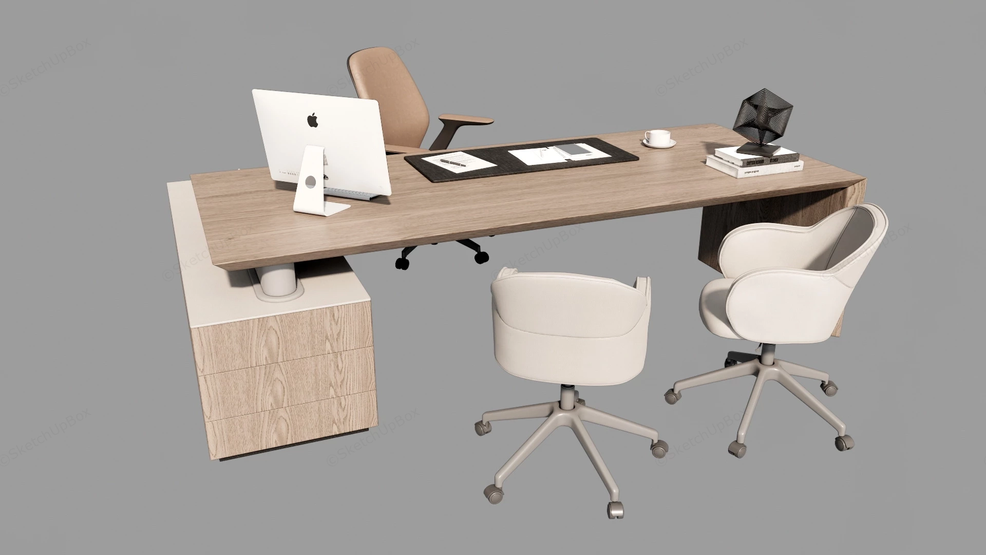 L Shaped Executive Desk With Storage sketchup model preview - SketchupBox
