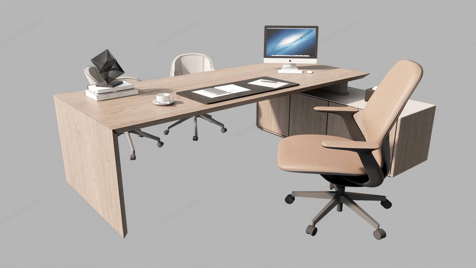 L Shaped Executive Desk With Storage sketchup model preview - SketchupBox