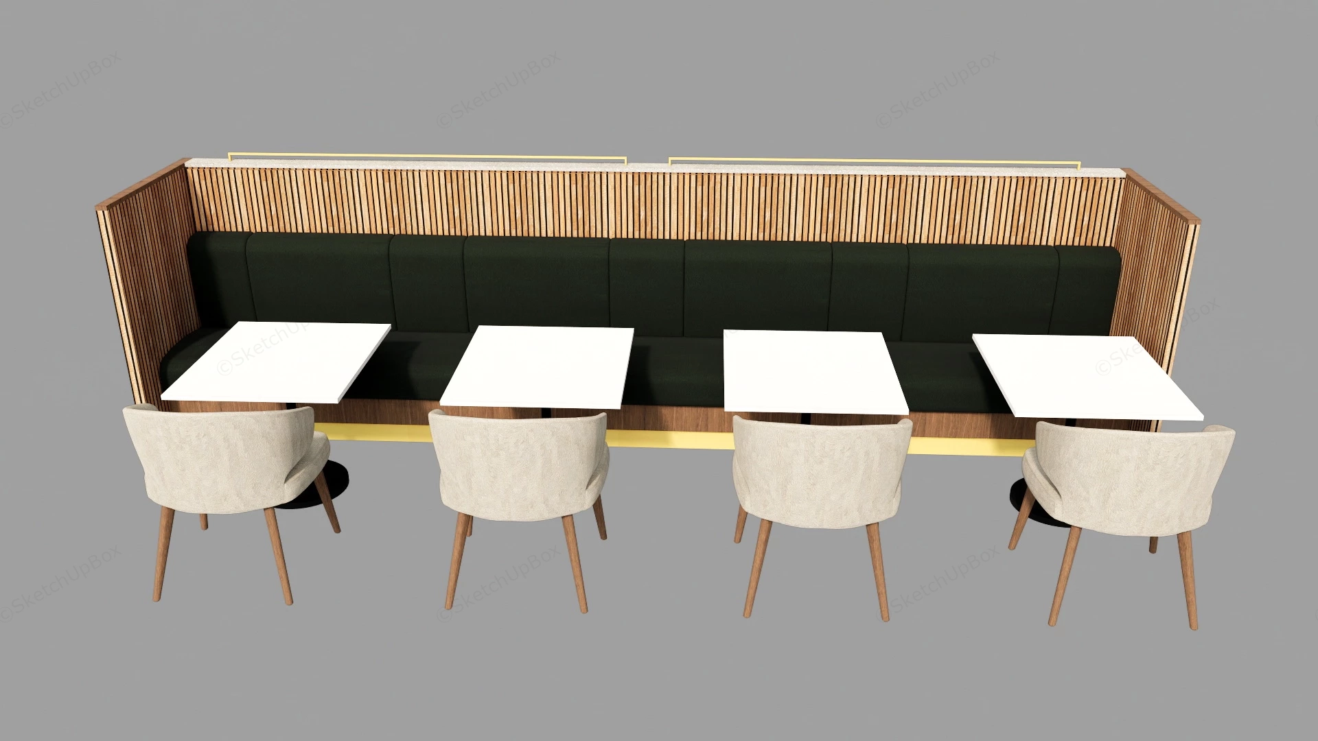 Single Cafe Booth Seating Design sketchup model preview - SketchupBox
