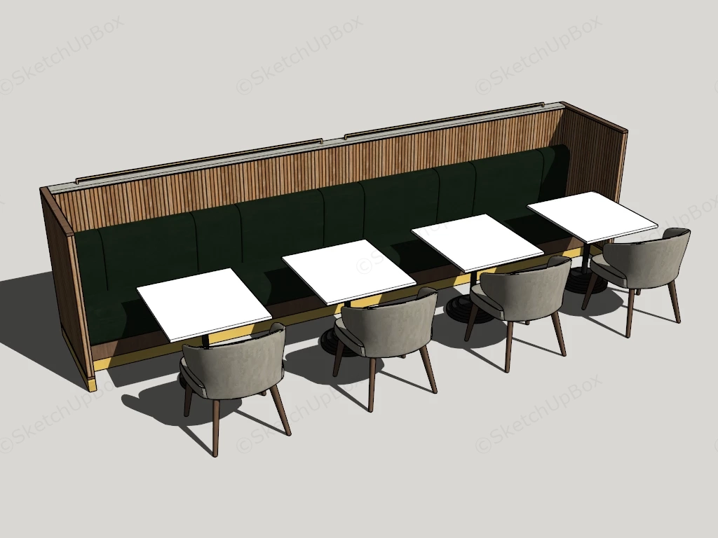 Single Cafe Booth Seating Design sketchup model preview - SketchupBox