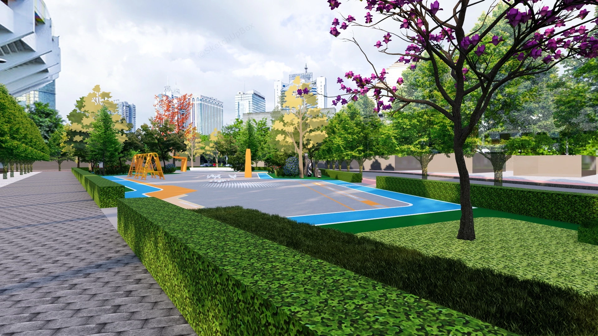 Urban Pocket Park Playground sketchup model preview - SketchupBox