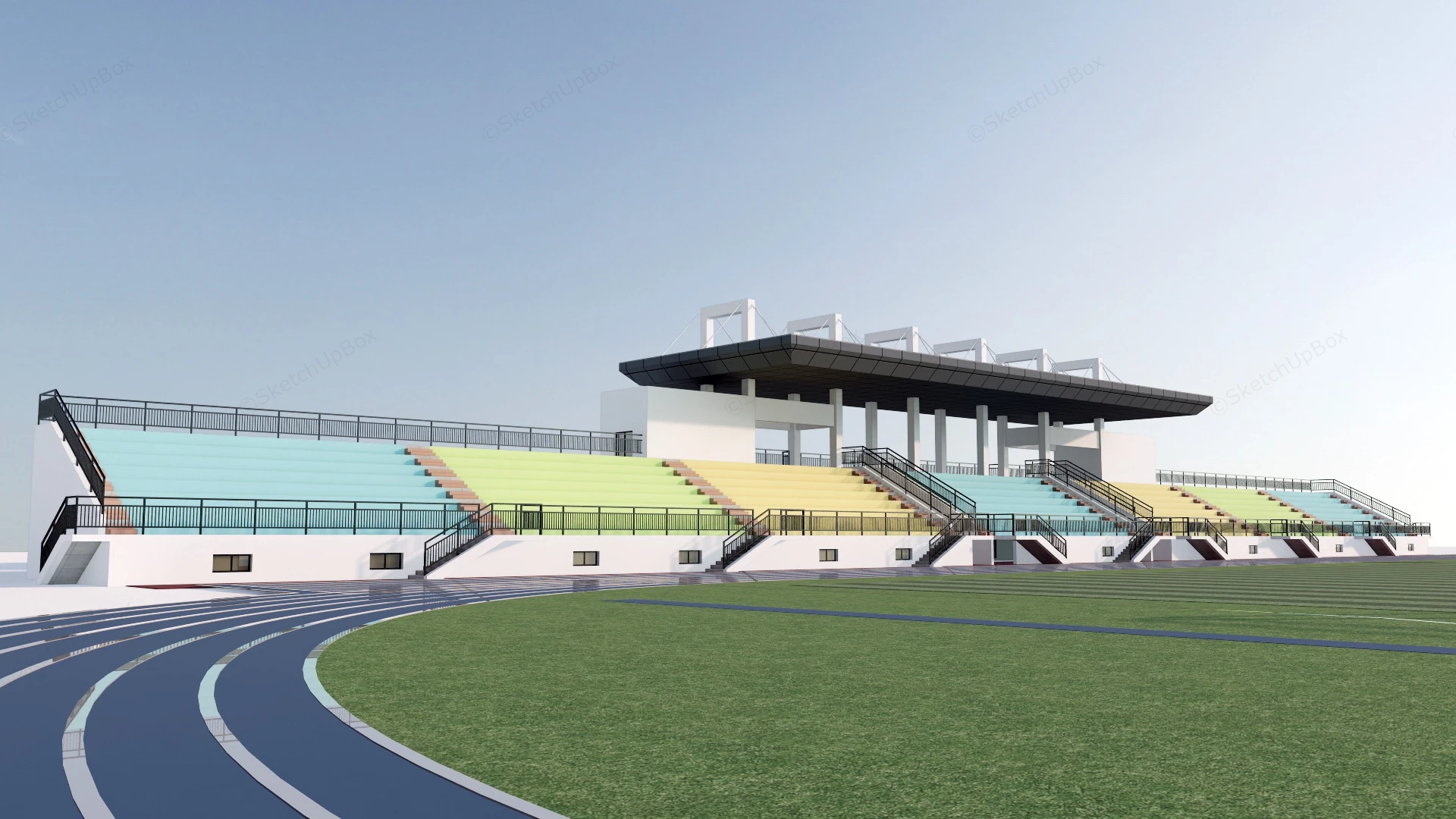 High School Track & Field Design sketchup model preview - SketchupBox