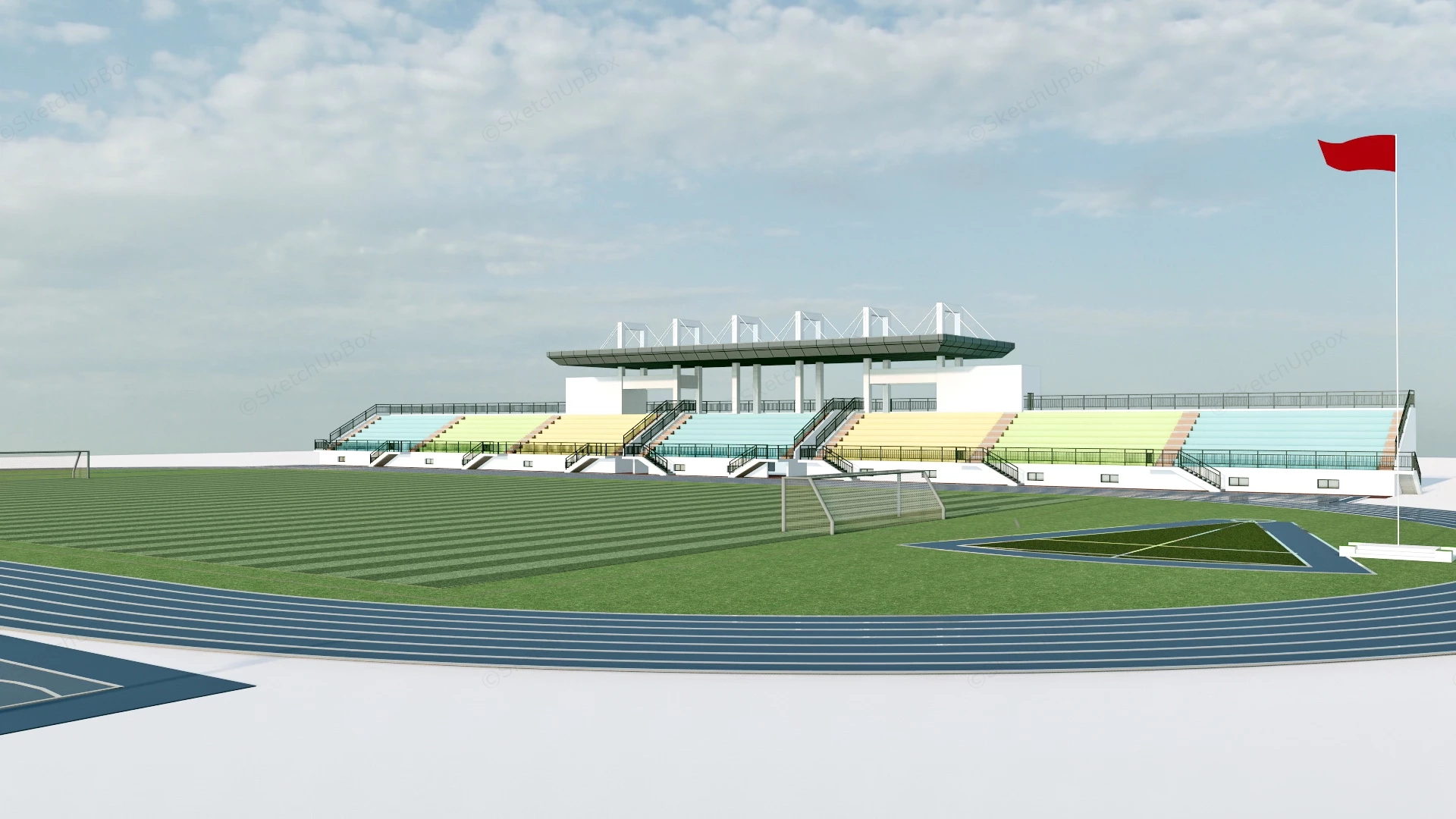 High School Track & Field Design sketchup model preview - SketchupBox