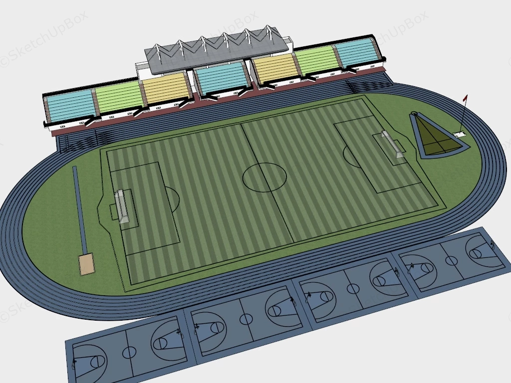 High School Track & Field Design sketchup model preview - SketchupBox