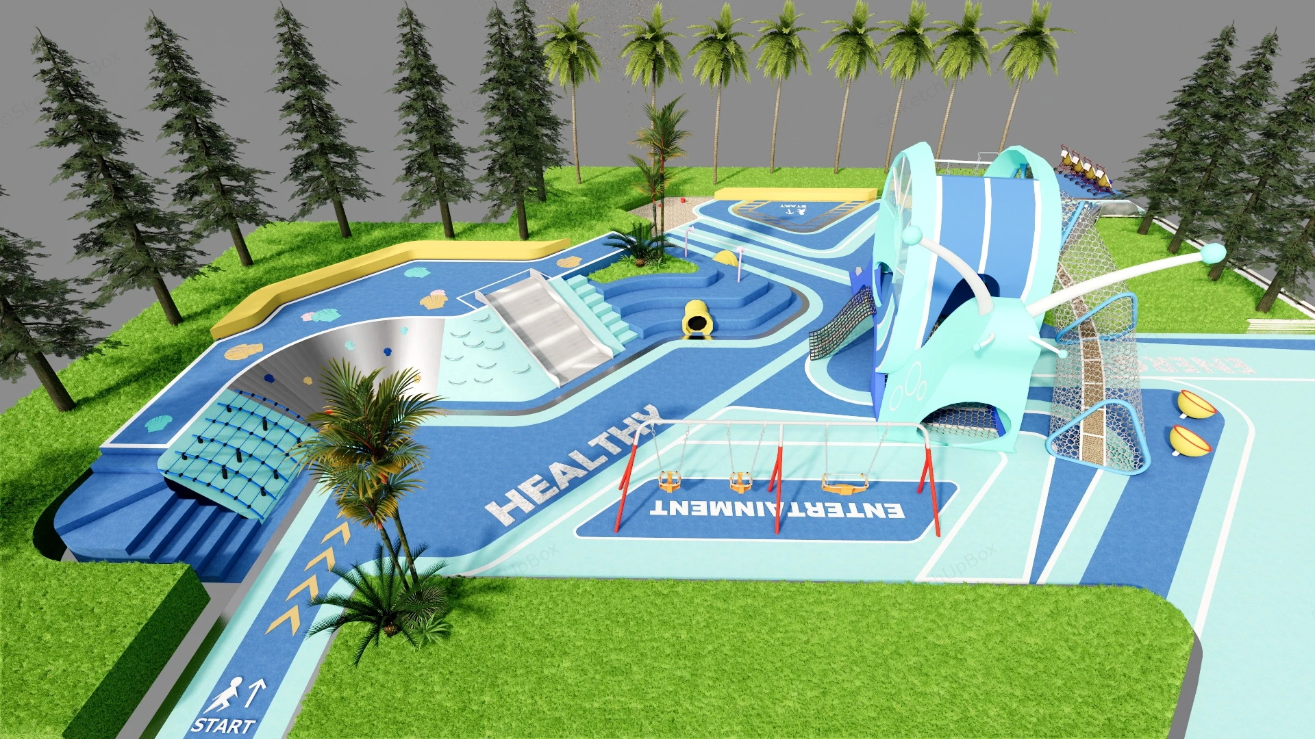 Outdoor Preschool Playground Ideas sketchup model preview - SketchupBox