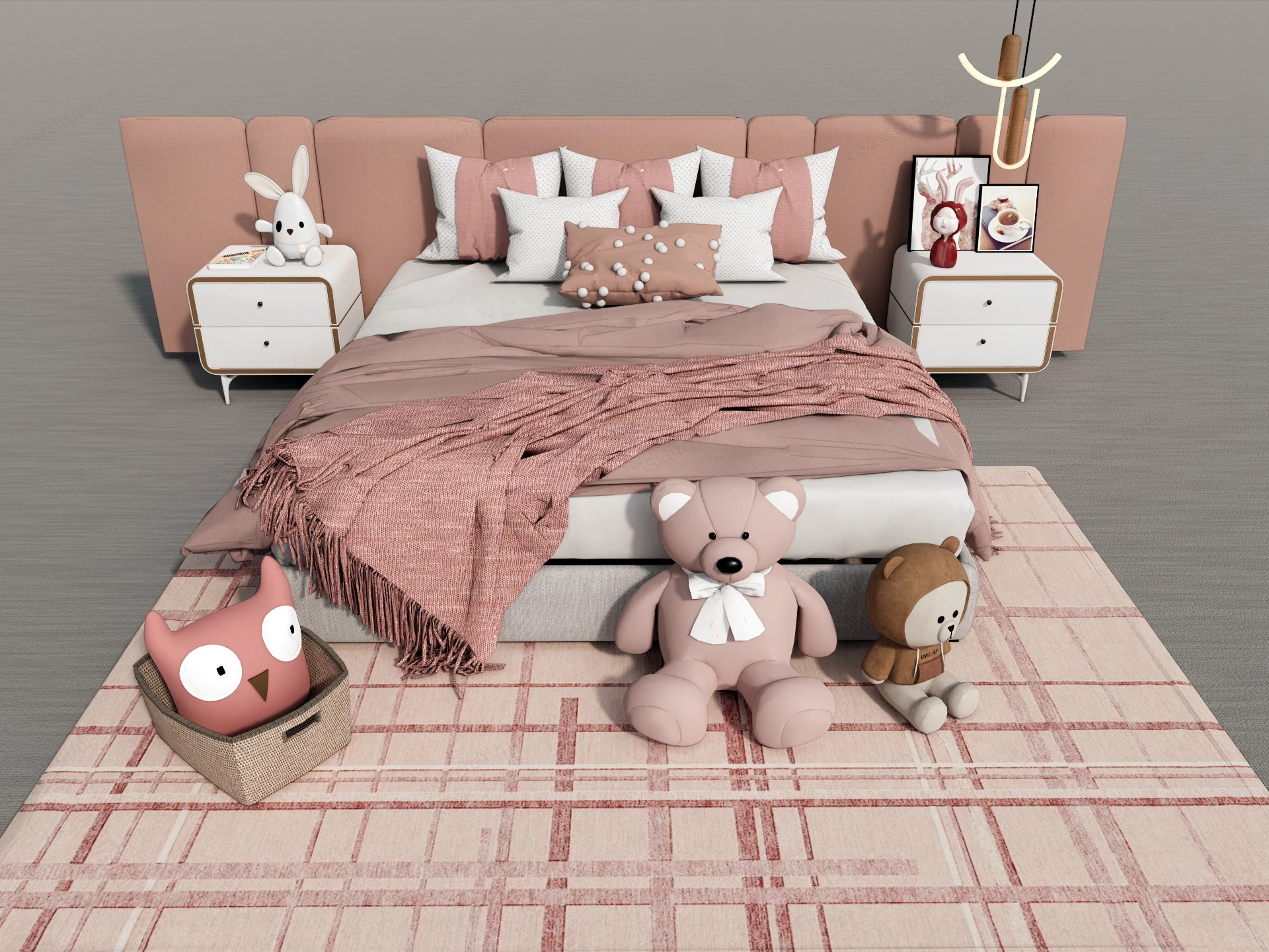 Modern Teen Girl Bedroom Set sketchup model preview - SketchupBox