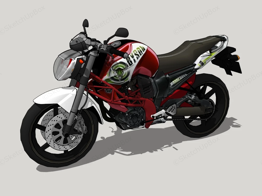 Red And Black Sport Motorcycle sketchup model preview - SketchupBox