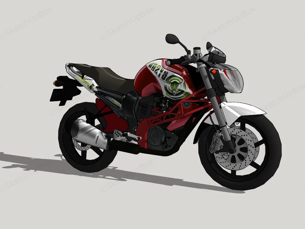 Red And Black Sport Motorcycle sketchup model preview - SketchupBox