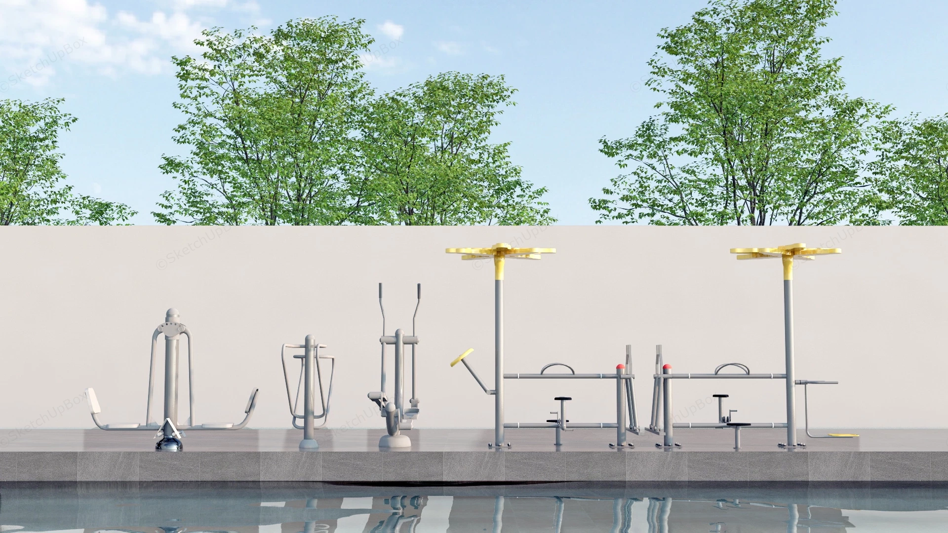Outdoor Fitness Equipment sketchup model preview - SketchupBox