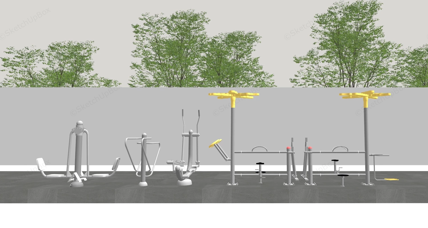 Outdoor Fitness Equipment sketchup model preview - SketchupBox