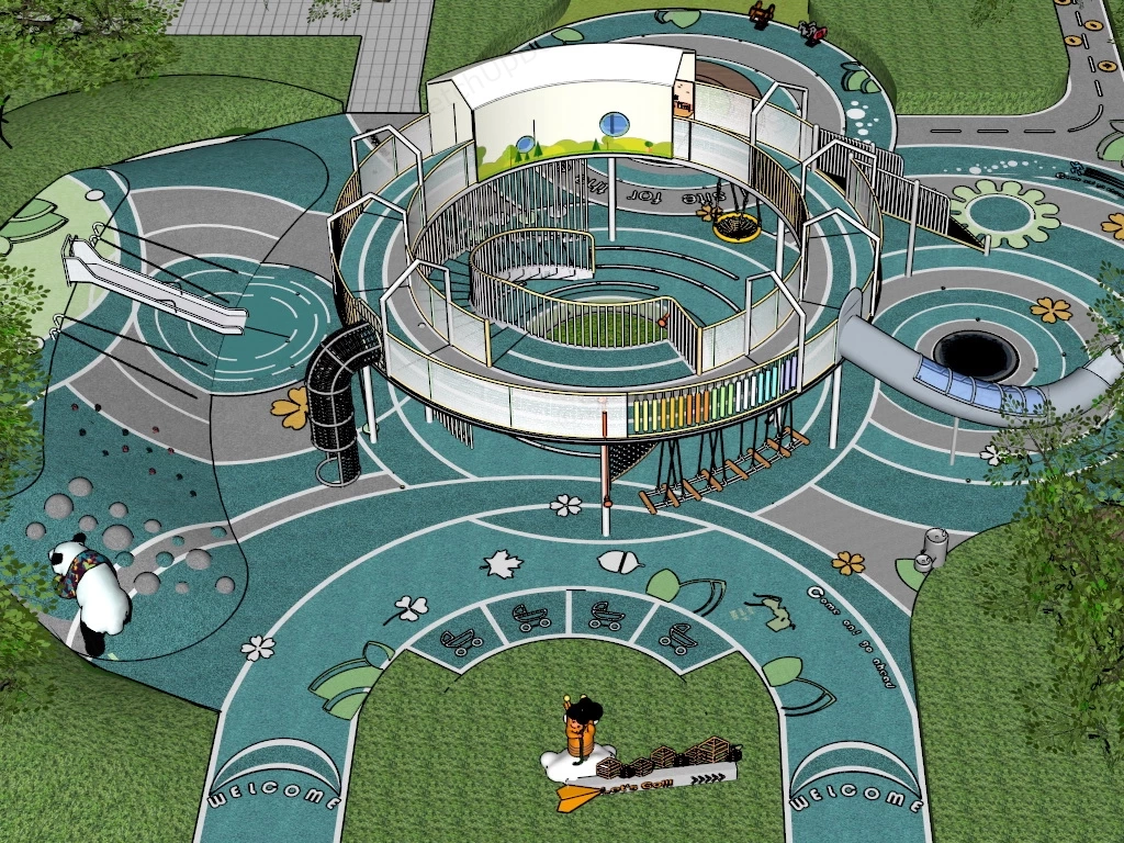 Outdoor Playground Park sketchup model preview - SketchupBox
