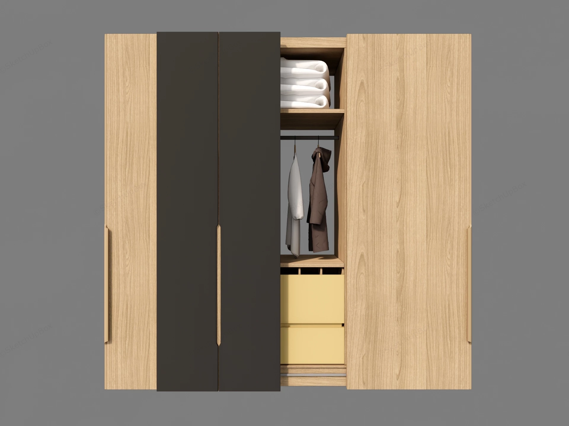 Modern Wood Wardrobe sketchup model preview - SketchupBox