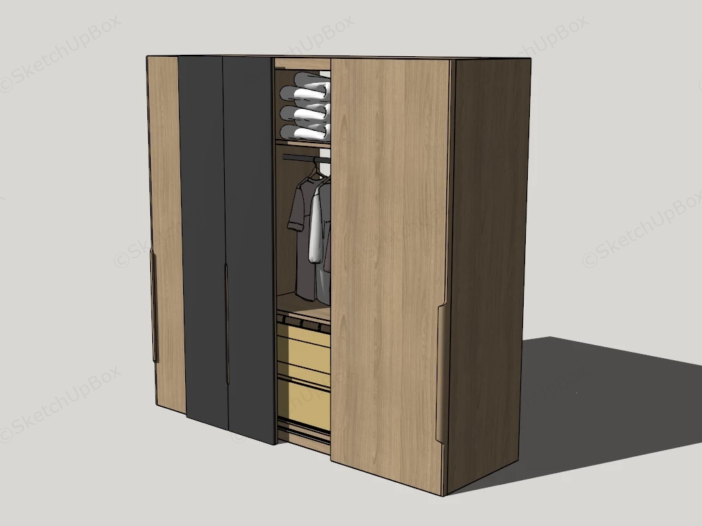 Modern Wood Wardrobe sketchup model preview - SketchupBox