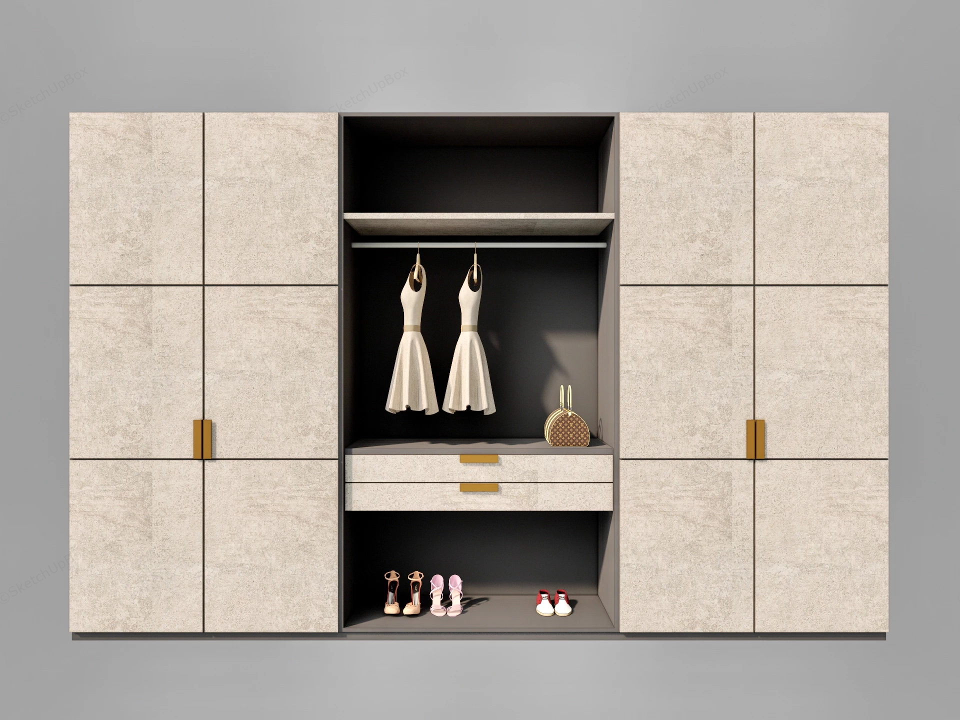 Modern Fitted Wardrobe sketchup model preview - SketchupBox