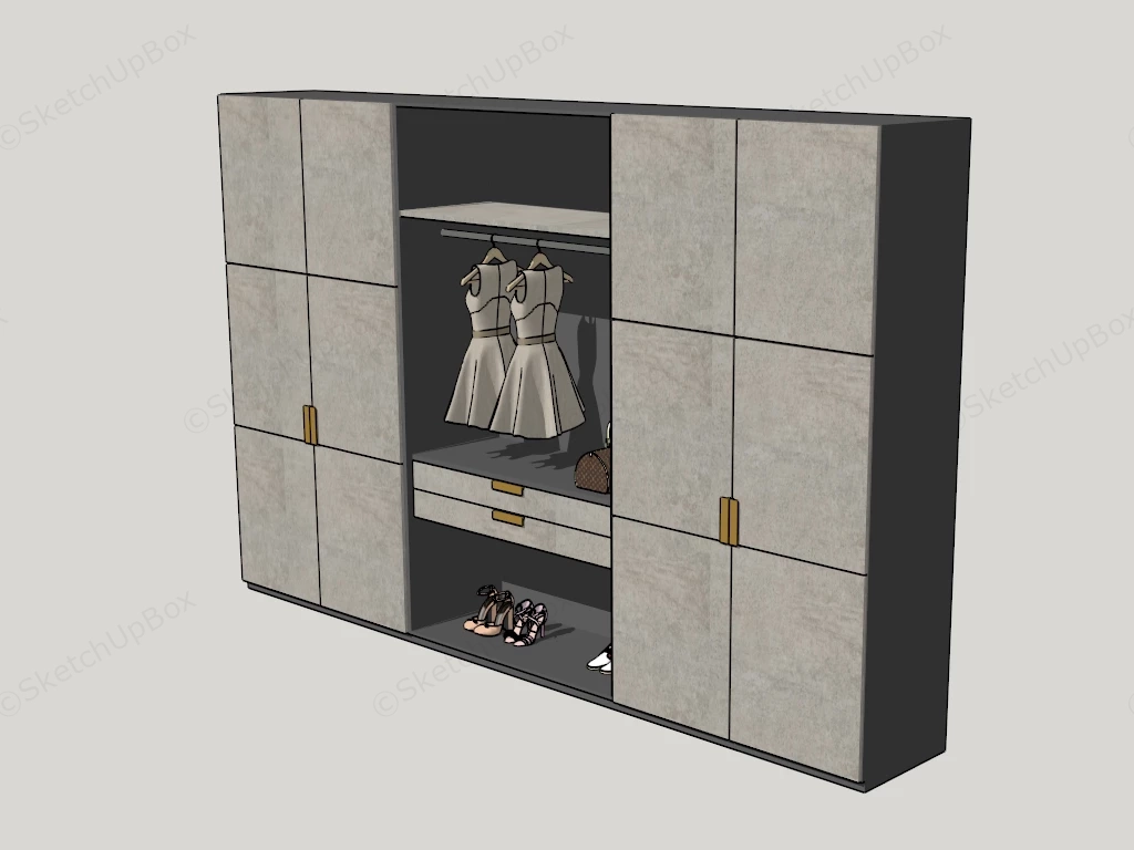 Modern Fitted Wardrobe sketchup model preview - SketchupBox