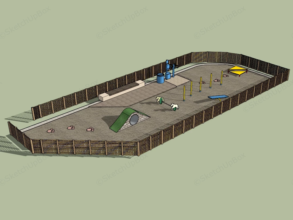 Fenced Dog Agility Park sketchup model preview - SketchupBox