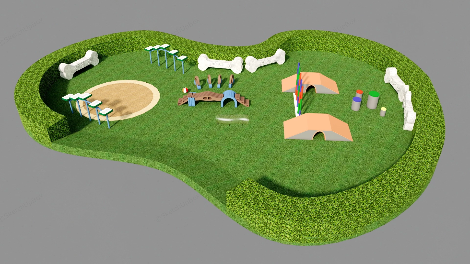 Dog Agility Training Facility sketchup model preview - SketchupBox