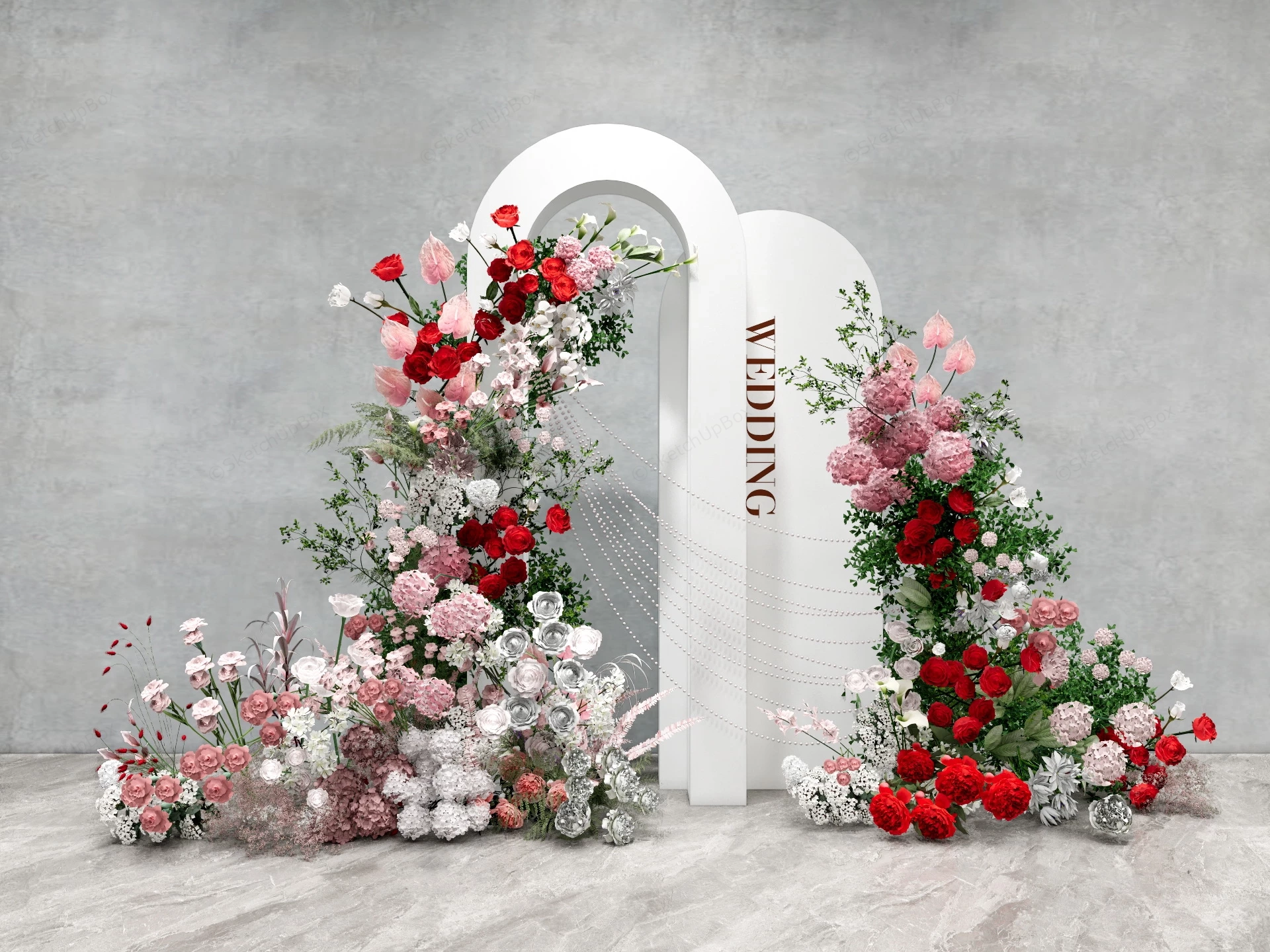 Romantic Floral Wedding Backdrop sketchup model preview - SketchupBox