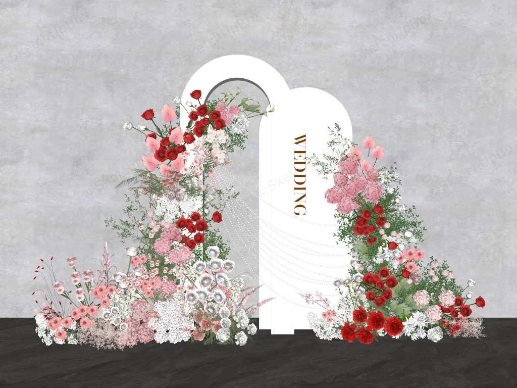 Romantic Floral Wedding Backdrop sketchup model preview - SketchupBox