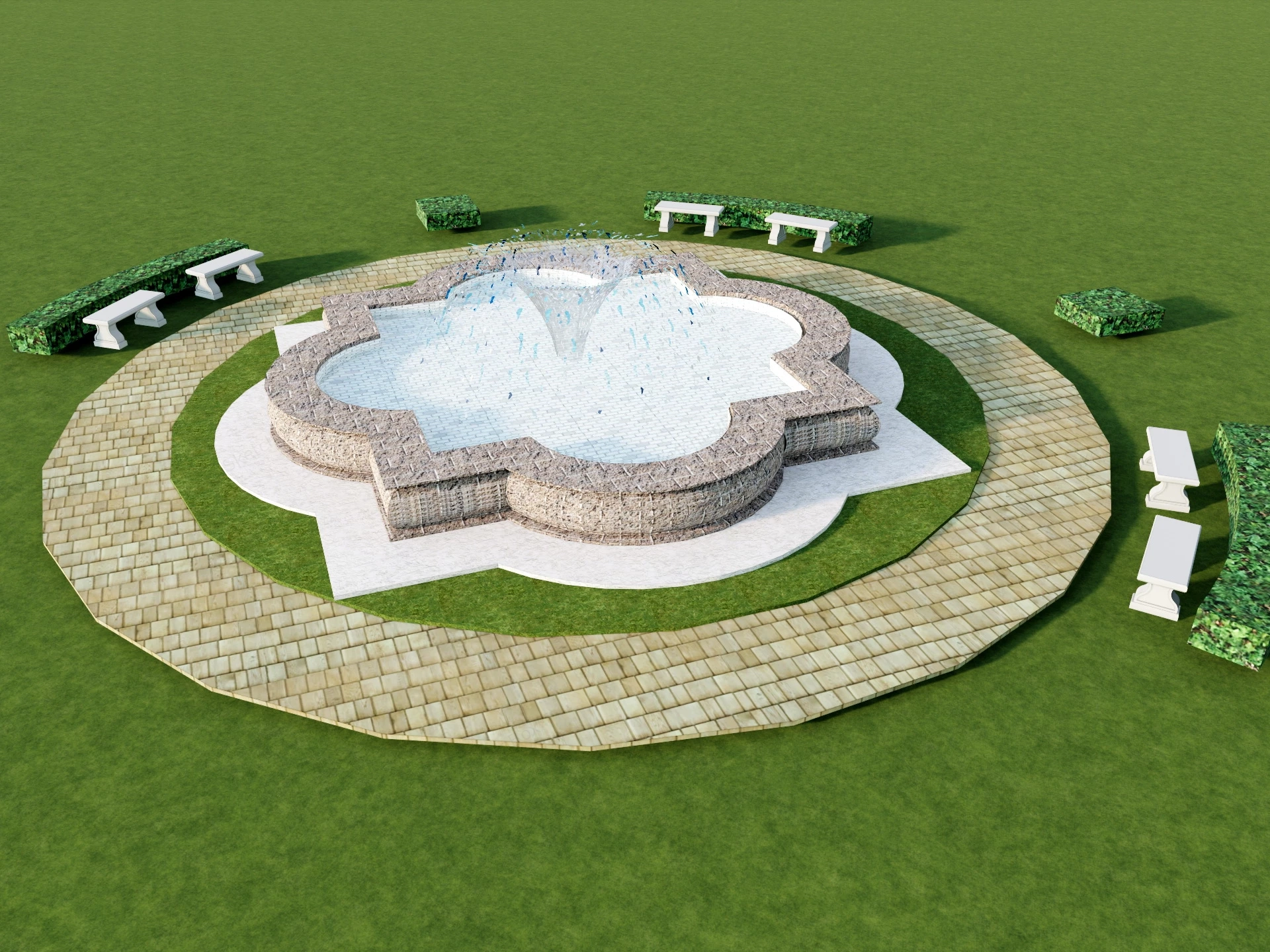 Modern Park Fountain sketchup model preview - SketchupBox