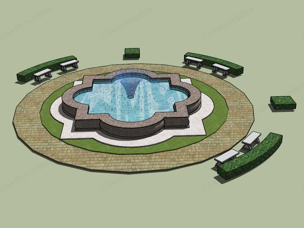 Modern Park Fountain sketchup model preview - SketchupBox