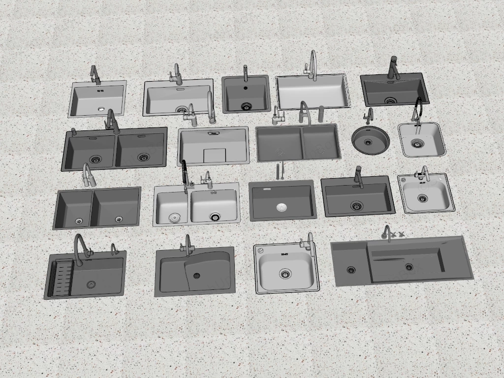 Undermount Kitchen Sinks Collection sketchup model preview - SketchupBox