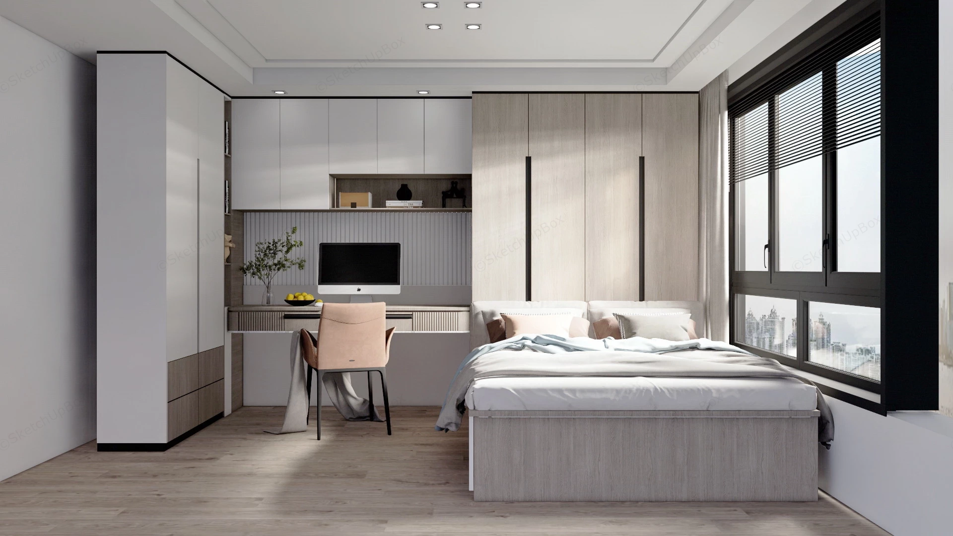 Small Masculine Bedroom sketchup model preview - SketchupBox