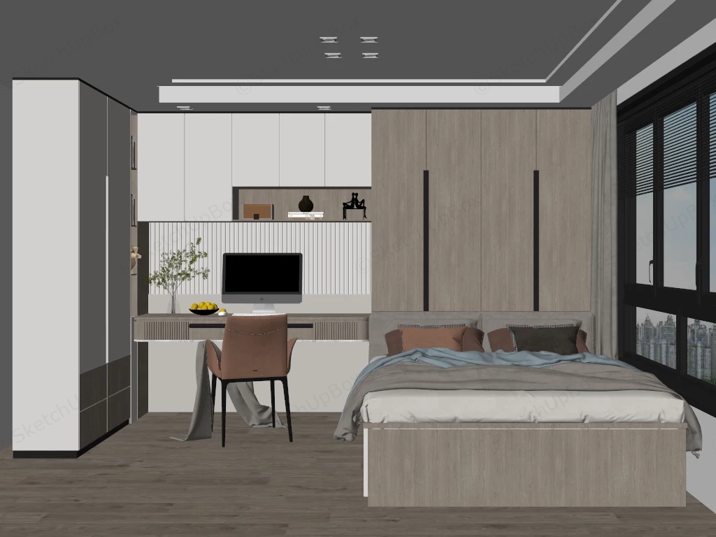 Small Masculine Bedroom sketchup model preview - SketchupBox
