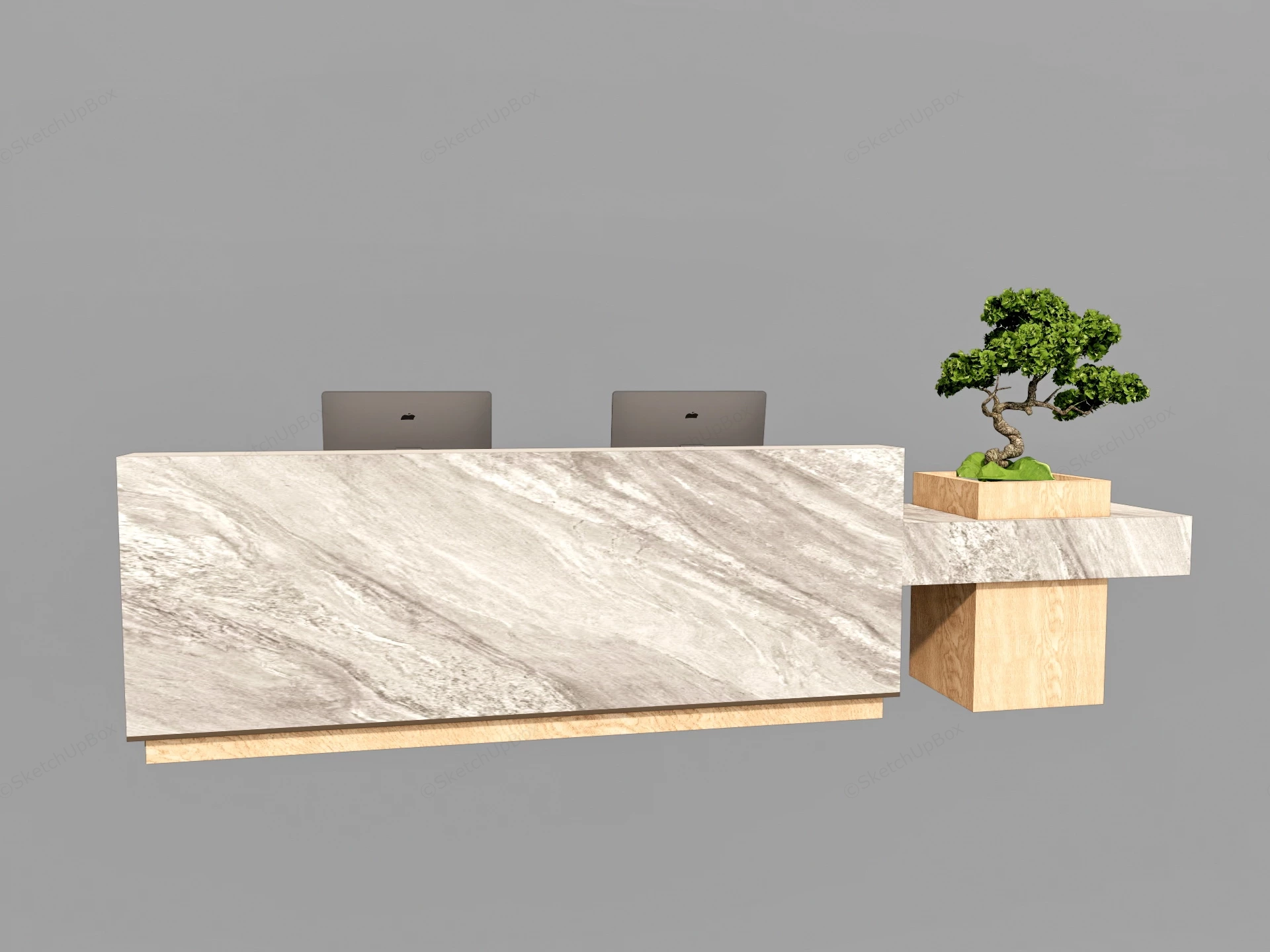 Two Person Marble Reception Desk sketchup model preview - SketchupBox