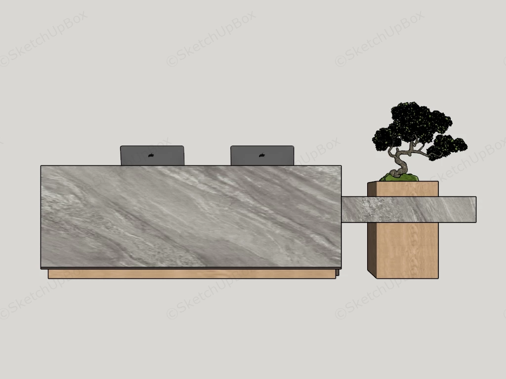 Two Person Marble Reception Desk sketchup model preview - SketchupBox