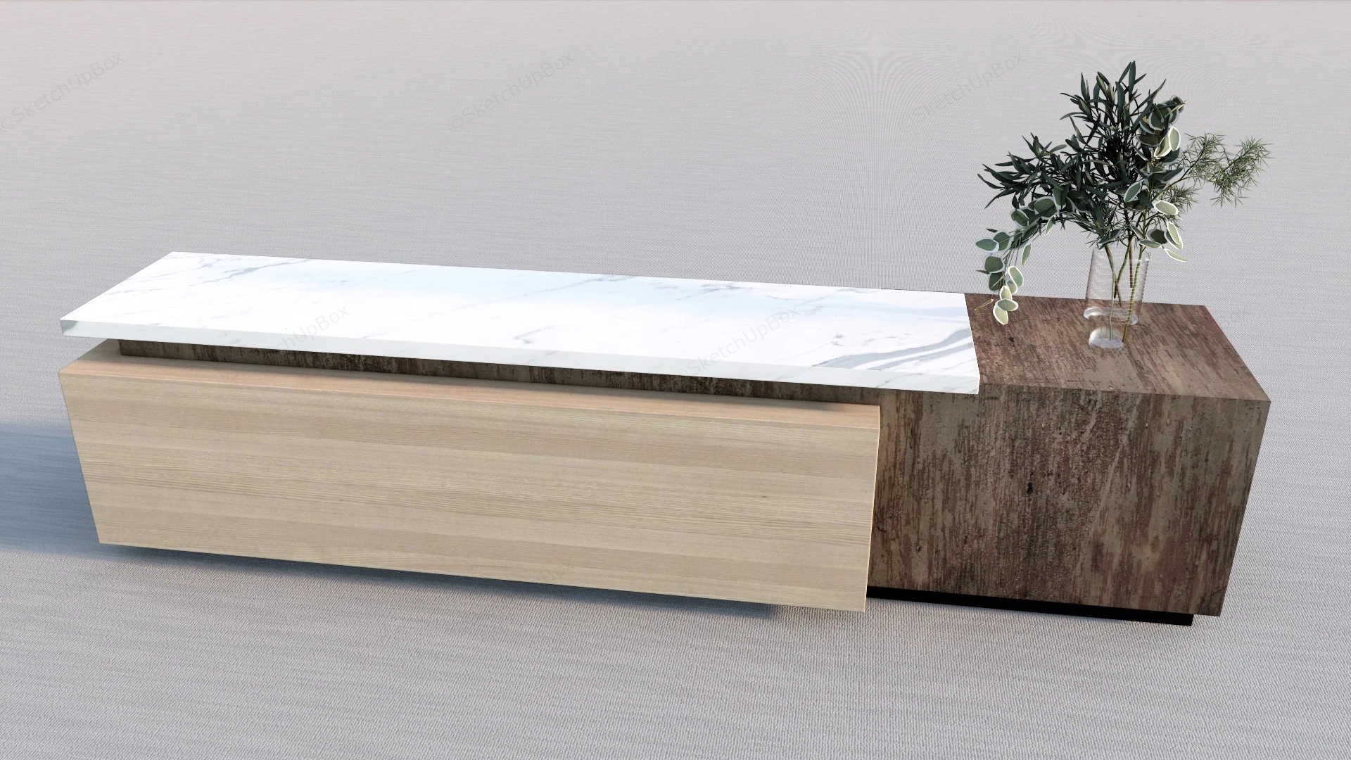 Rustic Wooden Reception Desk sketchup model preview - SketchupBox