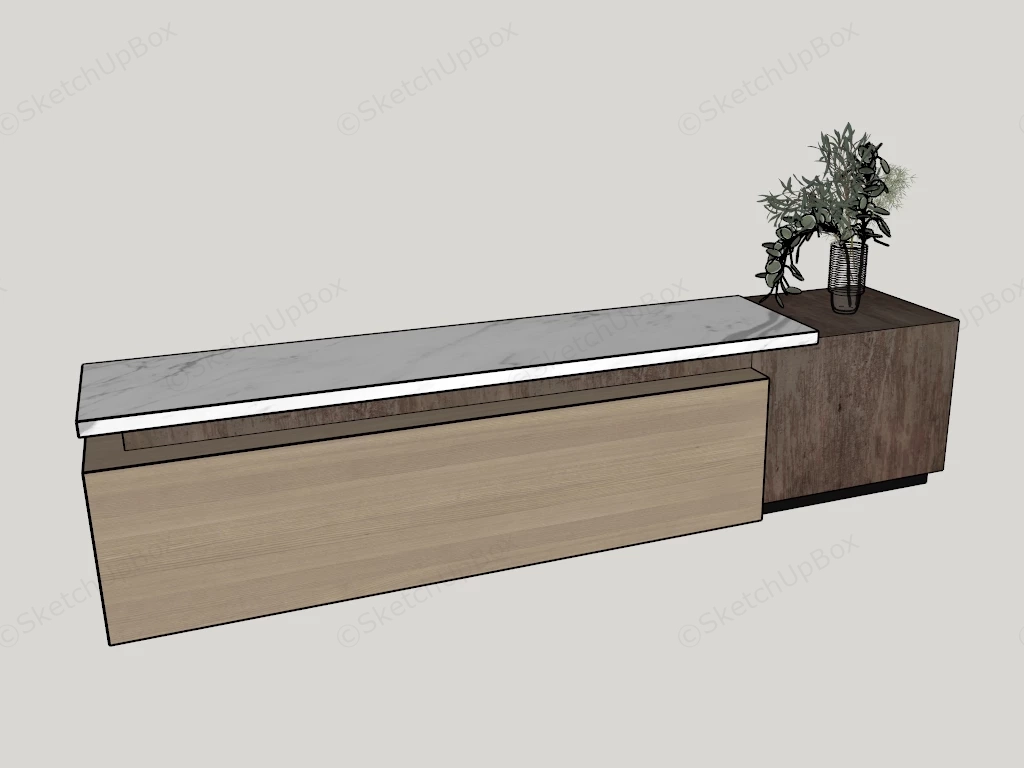 Rustic Wooden Reception Desk sketchup model preview - SketchupBox