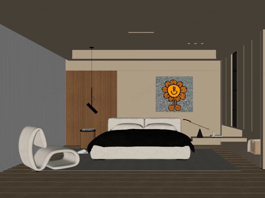 Modern Minimal Bedroom sketchup model preview - SketchupBox