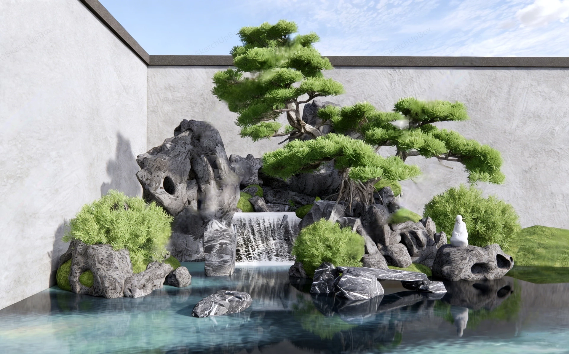 Zen Rock Garden Pond sketchup model preview - SketchupBox