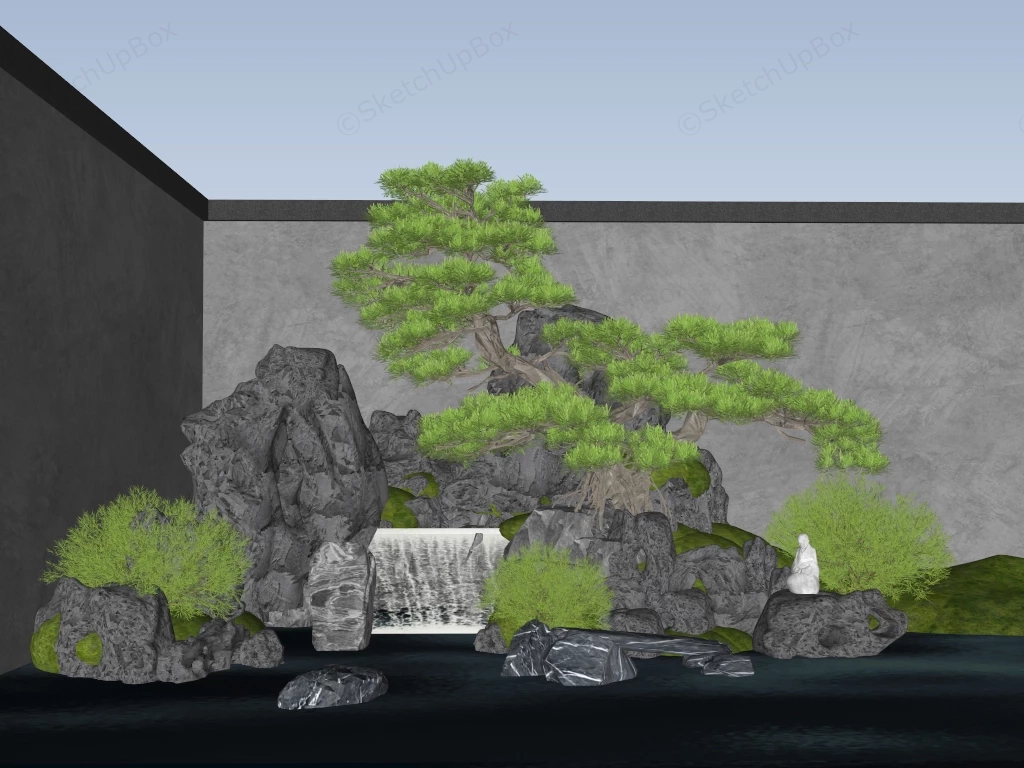 Zen Rock Garden Pond sketchup model preview - SketchupBox