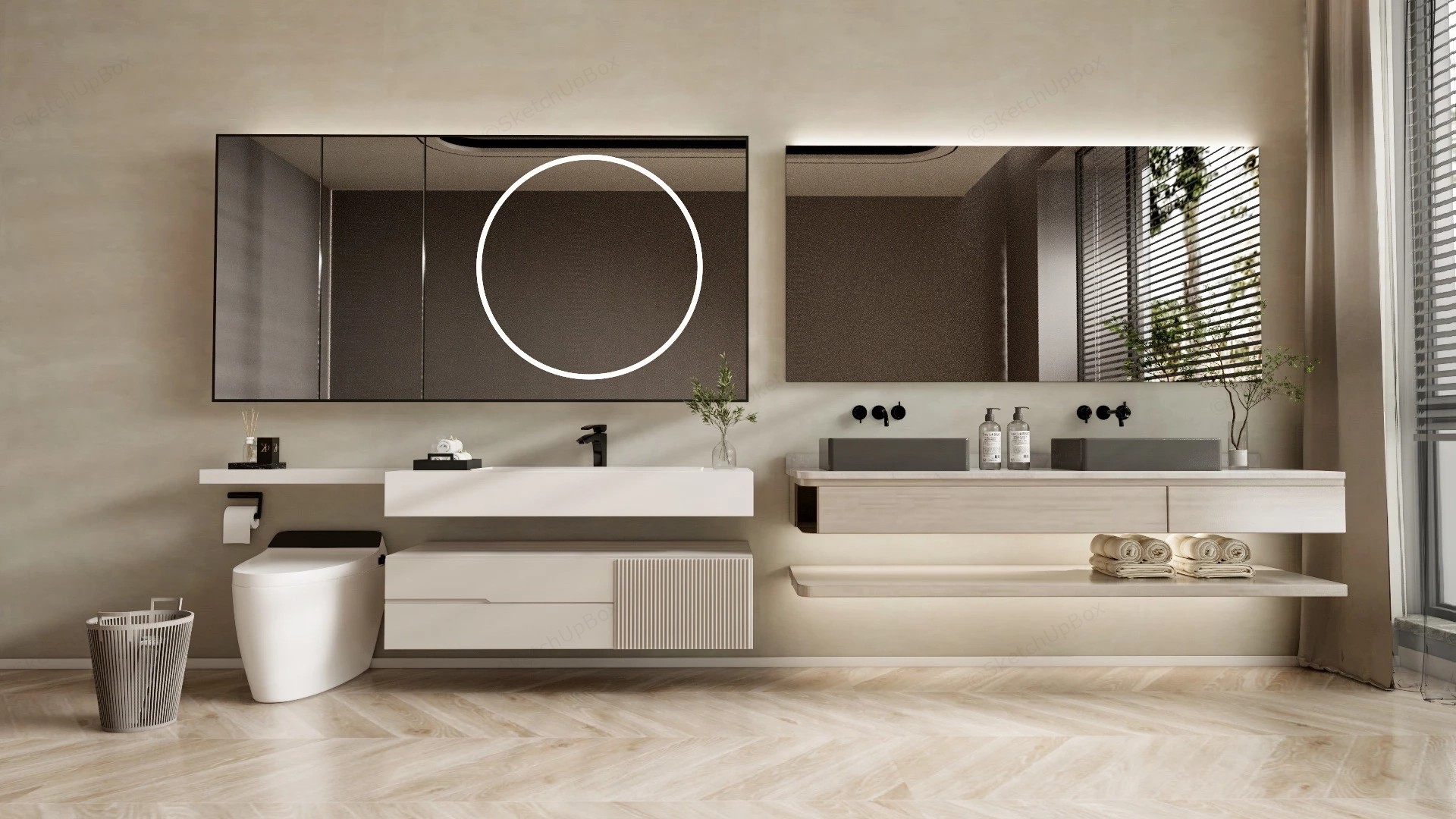 Modern Floating Bathroom Vanities sketchup model preview - SketchupBox